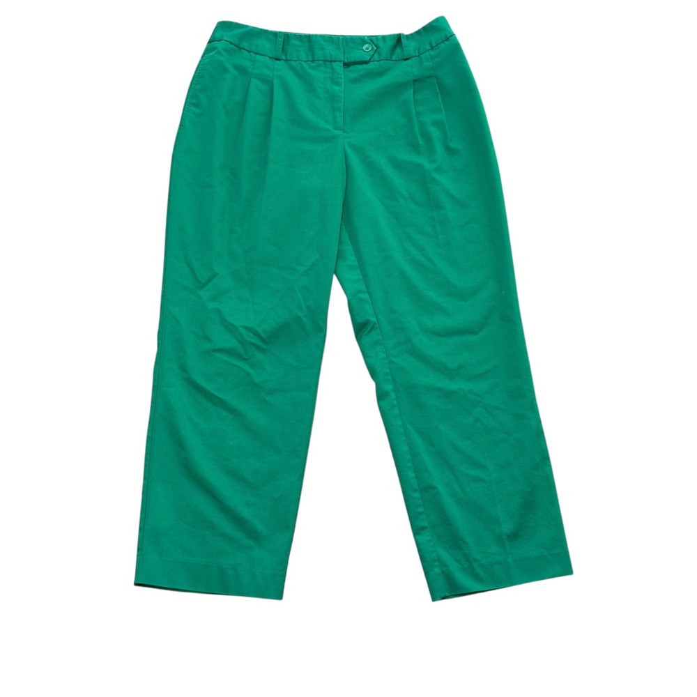 Vintage Liz Claiborne Green Pleated Cropped Trousers Classic Career‎ Pants